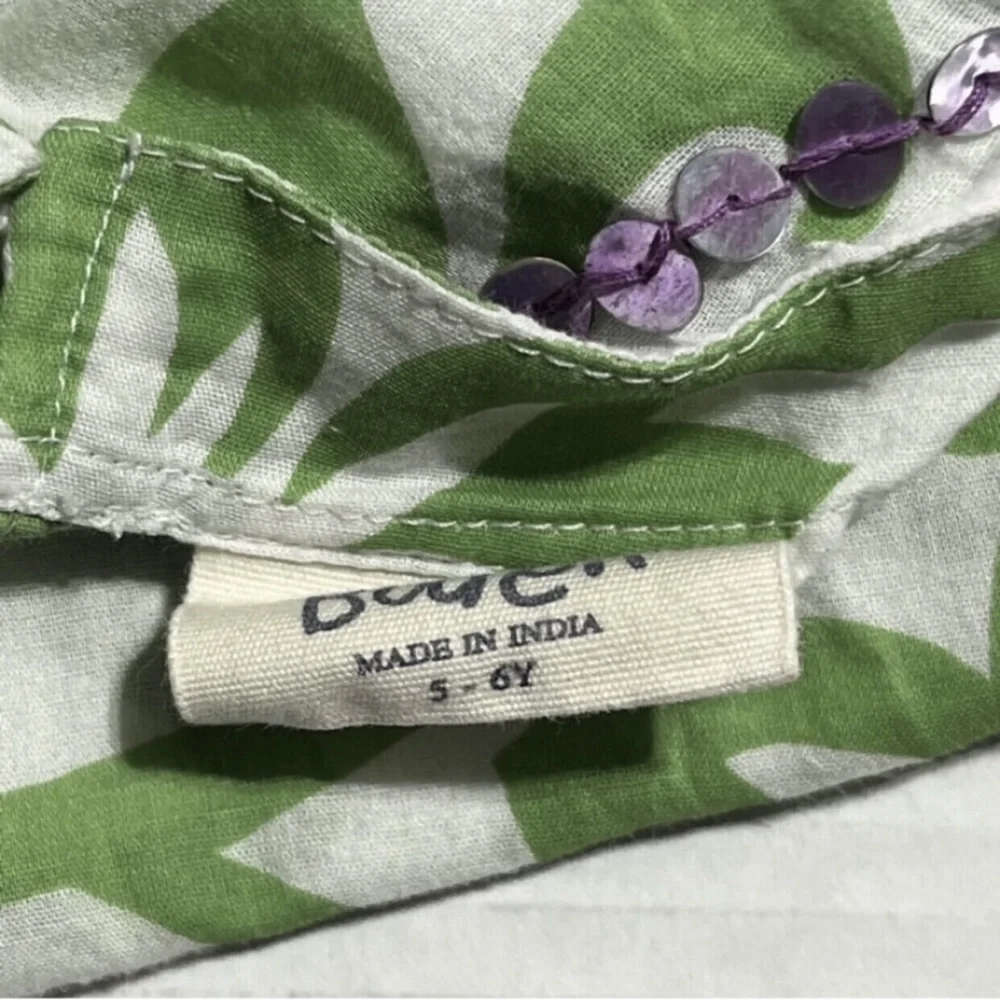 Mini Boden green floral swim coverup dress 5-6 years